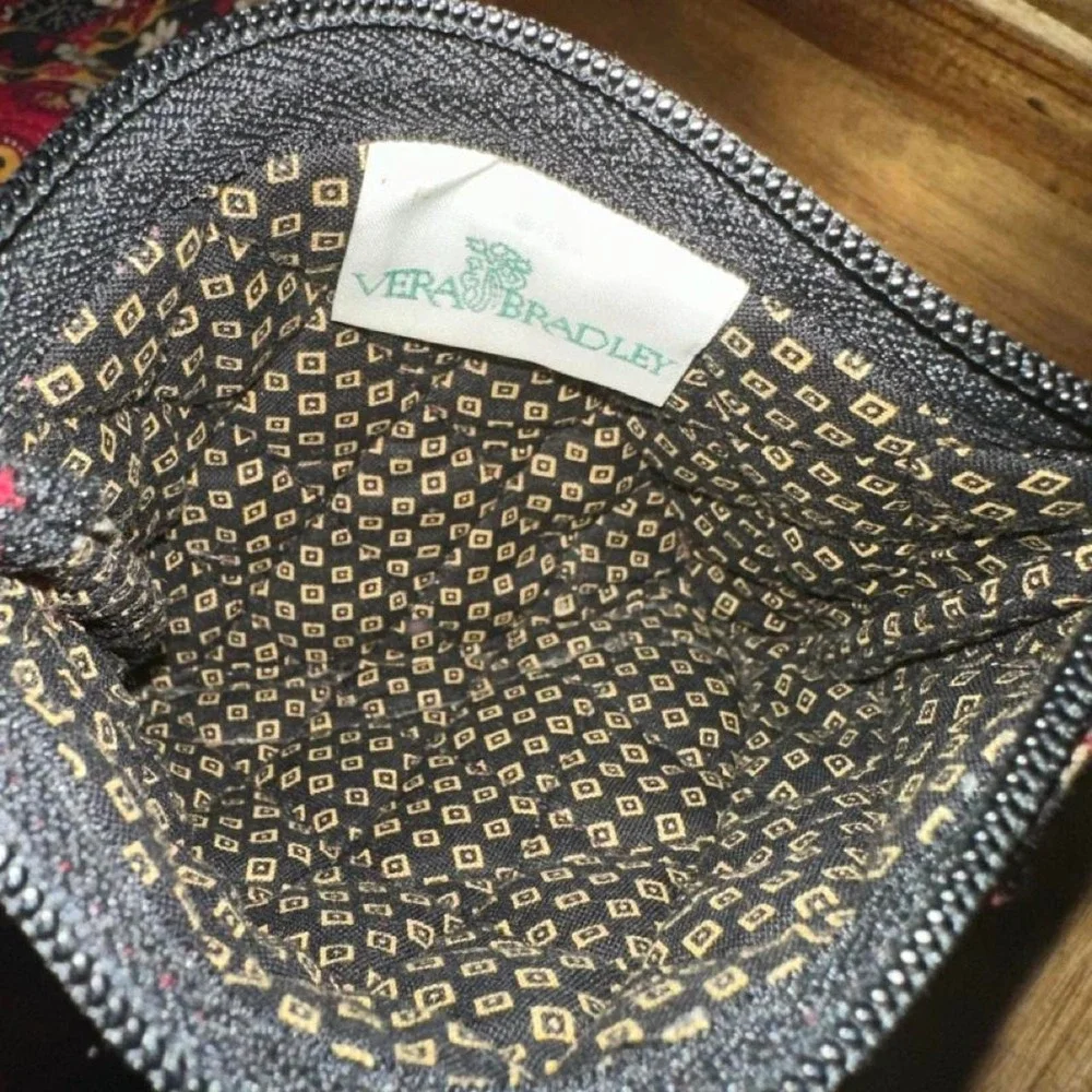 Vintage 90s Vera Bradley Red Quilted Floral Tote Zip Closure Wristlet Pockets